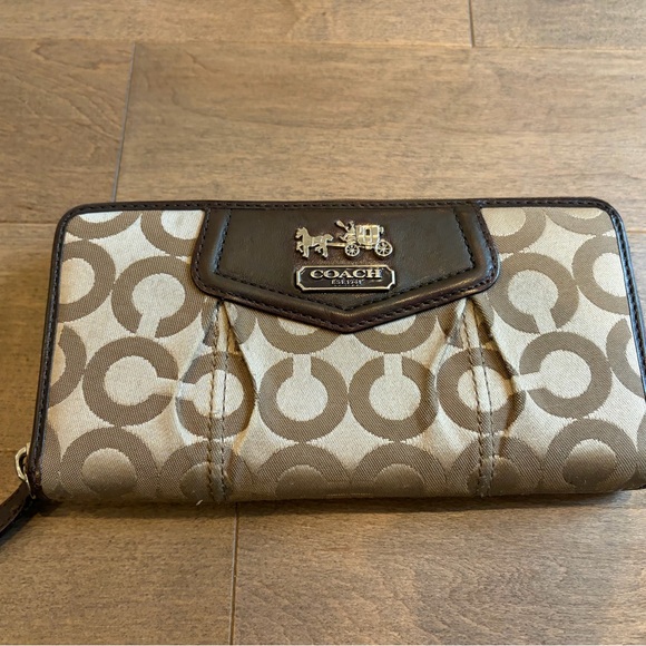Coach Handbags - Coach Brown and Tan Signature Wallet